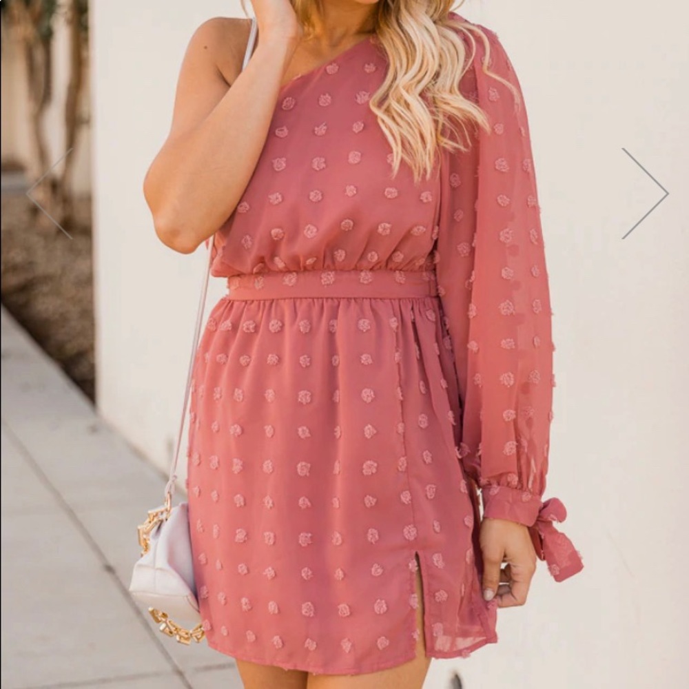 ✨NEW✨ One Shoulder Rose Dress